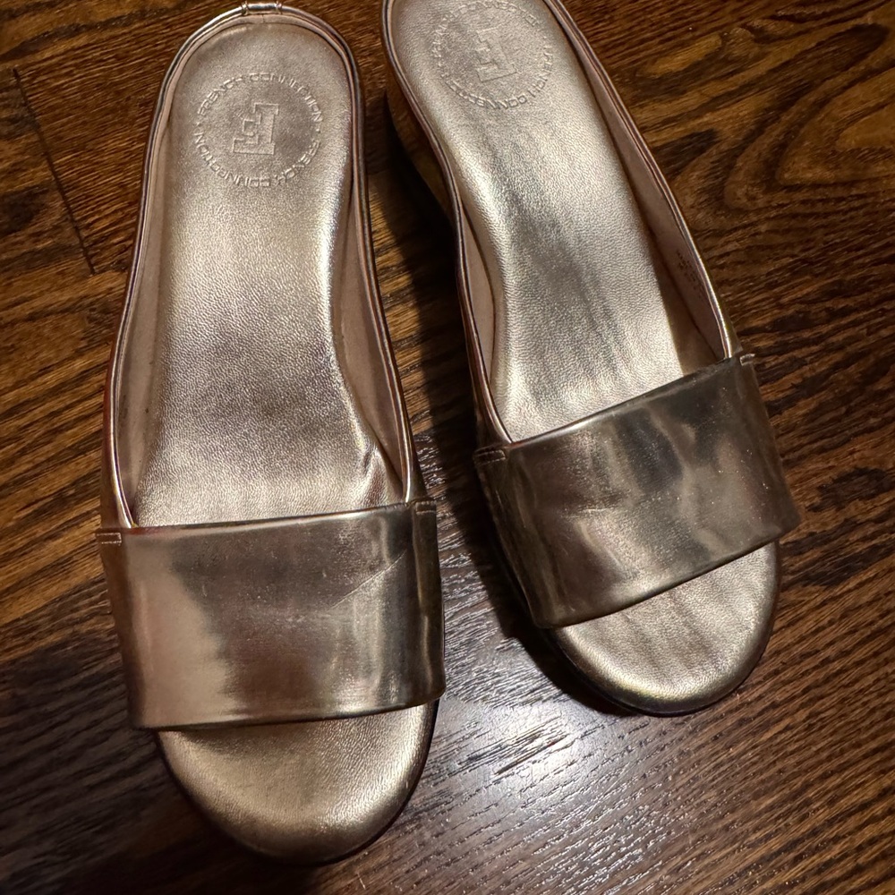 French Connection Metallic Slide Sandals